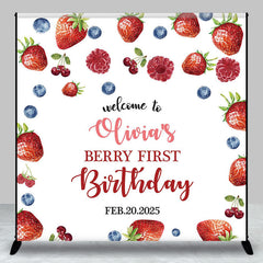 Lofaris Custom Baby Girl Berry First Birthday Backdrop