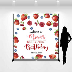 Lofaris Custom Baby Girl Berry First Birthday Backdrop