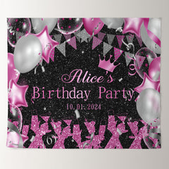 Lofaris Custom Balloon Goblet Black Pink Birthday Backdrop