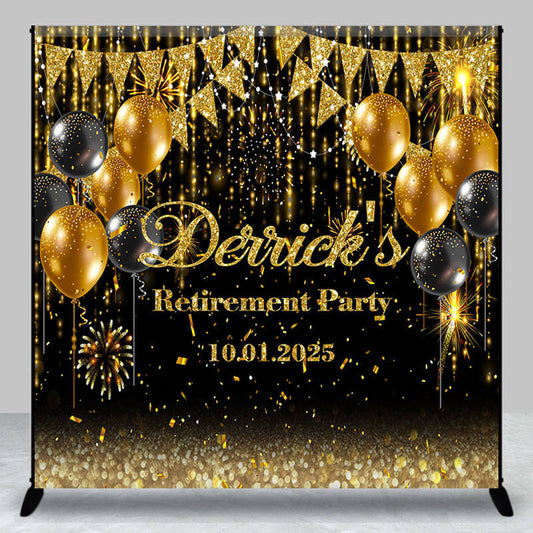 Lofaris Custom Balloons Black Gold Retirement Party Backdrop
