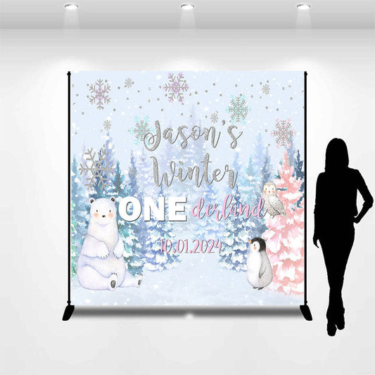 Lofaris Custom Bear Winter Onederland 1st Birthday Backdrop
