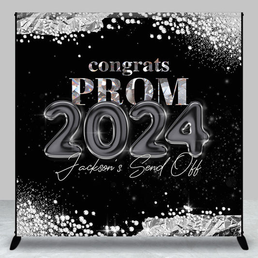 Lofaris Custom Black Silver Elegant Prom Graduation Backdrop