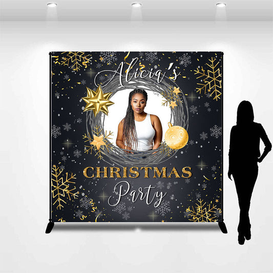 Lofaris Custom Black Snowflake Christmas Party Backdrop