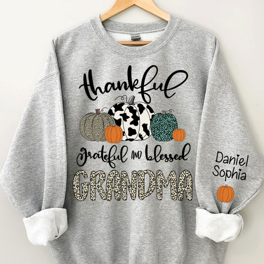 Lofaris Custom Blessed Grandma Leopard Pumpkin Sweatshirt