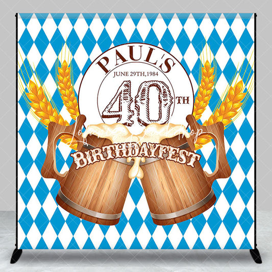 Lofaris Custom Blue Rhombus Beer Birthdayfest Party Backdrop
