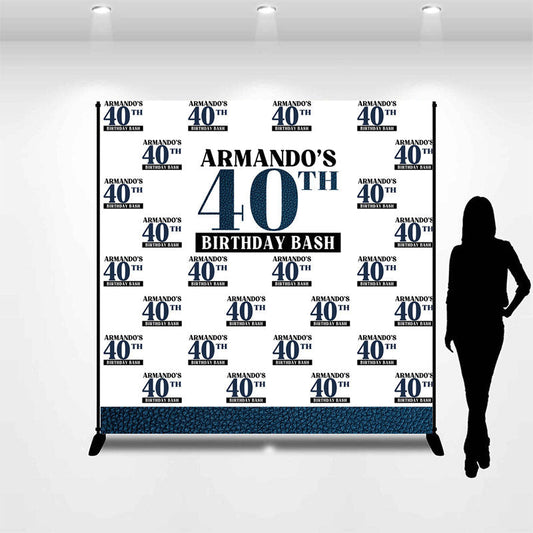 Lofaris Custom Blue Step And Repeat 40th Birthday Backdrop