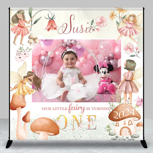 Lofaris Custom Boho Elf Flower Photo 1st Birthday Backdrop