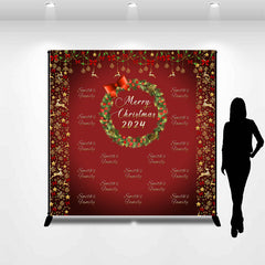 Lofaris Custom Bowknot Wreath Merry Christmas 2024 Backdrop