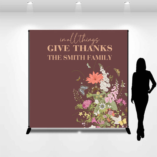 Lofaris Custom Butterfly Floral Thanksgiving Day Backdrop