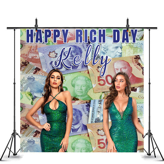 Lofaris Custom Canadian Dollars Happy Rich Day Backdrop