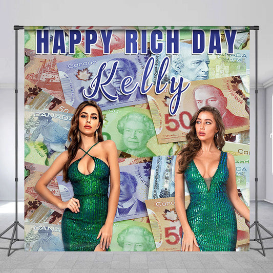 Lofaris Custom Canadian Dollars Happy Rich Day Backdrop