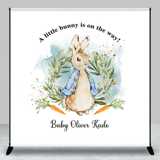 Lofaris Custom Cartoon Bunny Carrot Baby Shower Backdrop