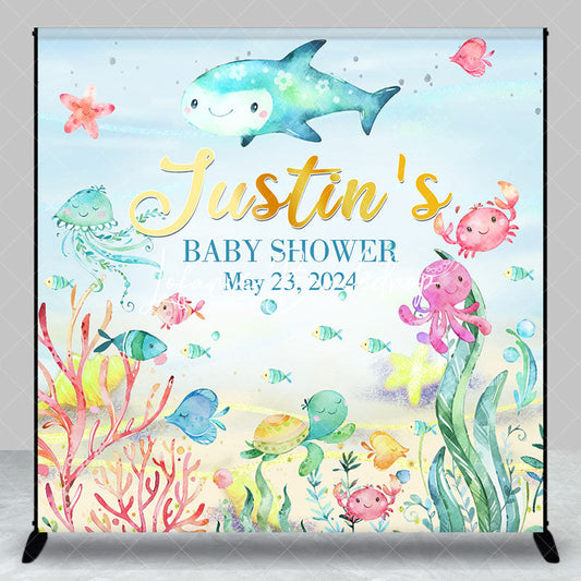 Lofaris Custom Colorful Undersea Animal Baby Shower Backdrop