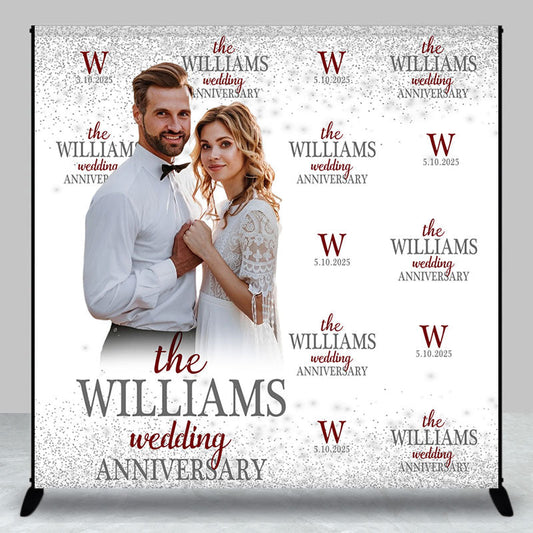 Lofaris Custom Couple Photo Silver Wedding Anniversary Backdrop