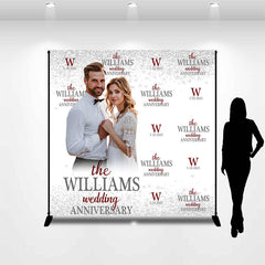 Lofaris Custom Couple Photo Silver Wedding Anniversary Backdrop