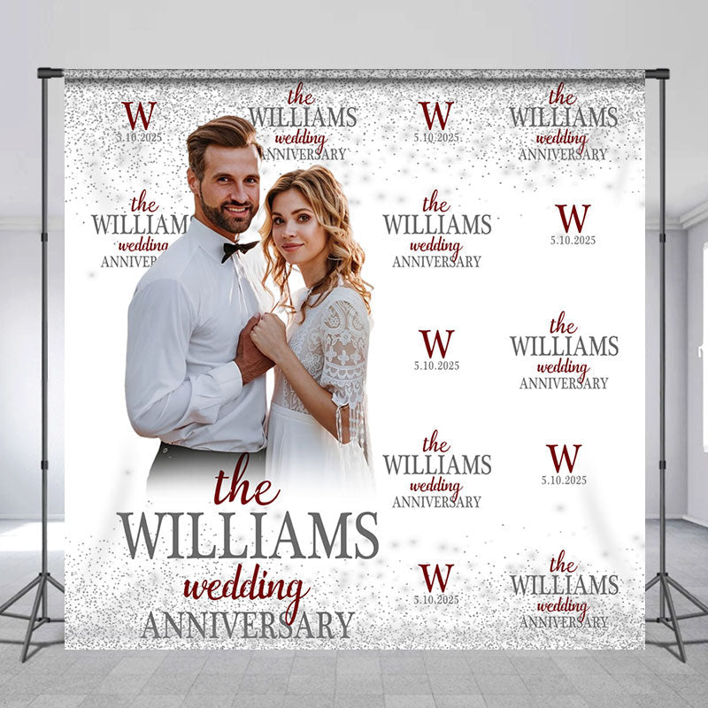 Lofaris Custom Couple Photo Silver Wedding Anniversary Backdrop