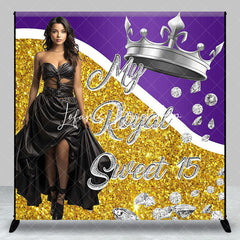 Lofaris Custom Crown Gold Purple Sweet 15 Birthday Backdrop