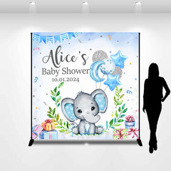 Lofaris Custom Elephant Blue Balloon Baby Shower Backdrop