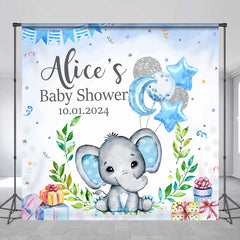 Lofaris Custom Elephant Blue Balloon Baby Shower Backdrop