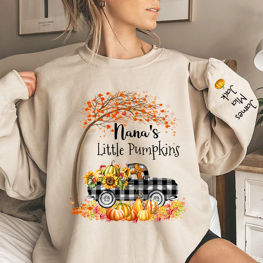 Lofaris Custom Fall Tree Plaid Truck Pumpkins Sweatshirt