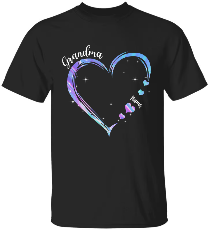 Lofaris Custom Fantasy Rainbow Heart Grandma And Kids T - Shirt