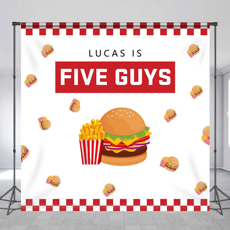 Lofaris Custom Five Guys Burger Fries 5th Birthday Backdrop