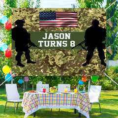 Lofaris Custom Flag Camouflage Soldier 8th Birthday Backdrop