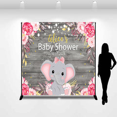 Lofaris Custom Floral Elephant Wood Baby Shower Backdrop
