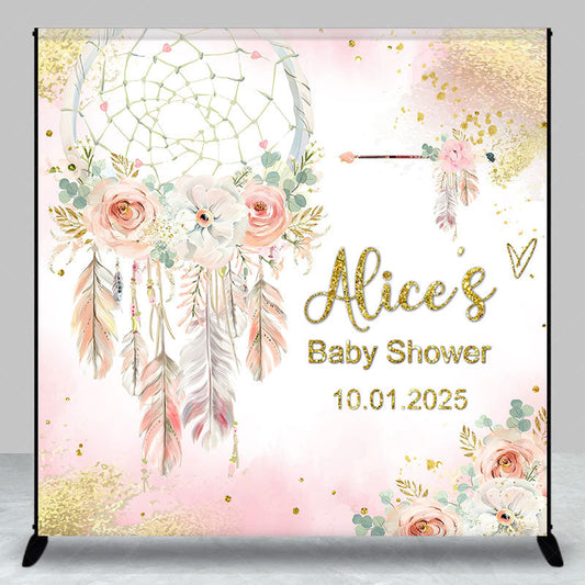 Lofaris Custom Flowers Dreamcatcher Baby Shower Backdrop