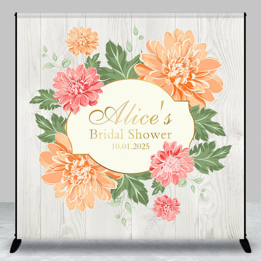 Lofaris Custom Flowers Wood Texture Bridal Shower Backdrop