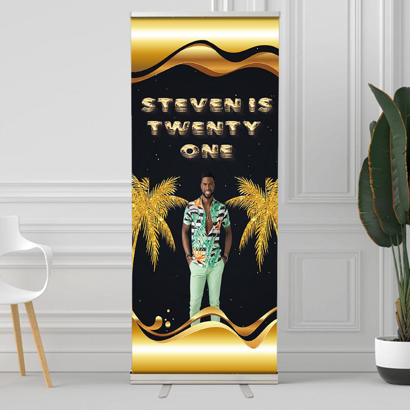 Lofaris Custom Gild Coconut Palm Birthday Retractable Banner