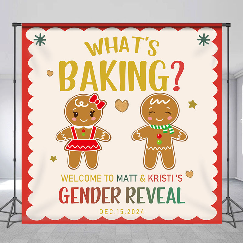 Lofaris Custom Gingerbread Christmas Gender Reveal Backdrop
