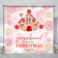 Lofaris Custom Gingerbread House Snowy Christmas Backdrop
