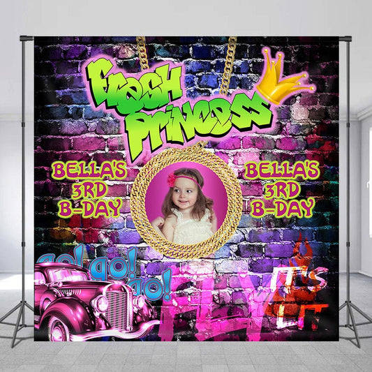Lofaris Custom Girl Fresh Princess Photo Birthday Backdrop