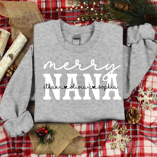 Lofaris Custom Give Nana And Kids Merry Christmas Sweatshirt