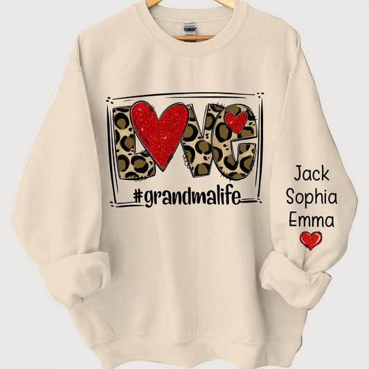 Lofaris Custom Glitter Love Grandmalife Leopard Sweatshirt