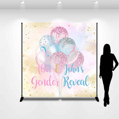 Lofaris Custom Glitter Pink Blue Balloon Gender Reveal Backdrop