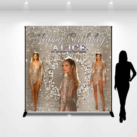 Lofaris Custom Glitter Sliver Diamond Birthday Backdrop