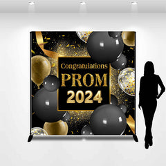 Lofaris Custom Gold Black Prom 2024 Graduation Backdrop