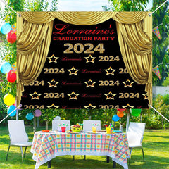 Lofaris Custom Gold Curtain Repeat Graduation Party Backdrop