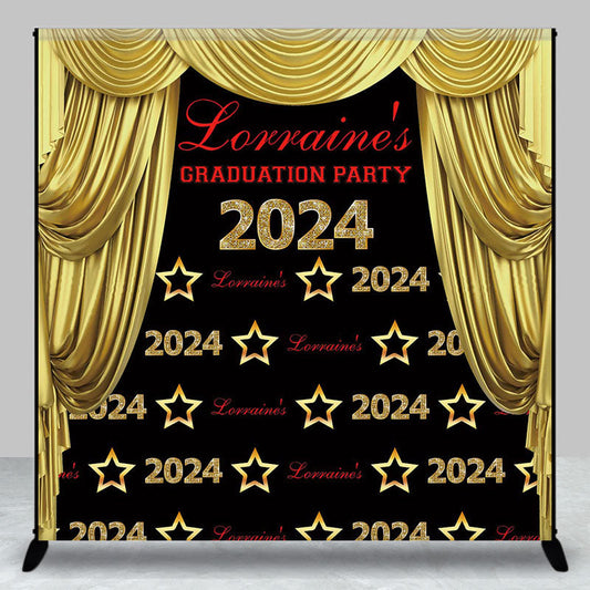 Lofaris Custom Gold Curtain Repeat Graduation Party Backdrop