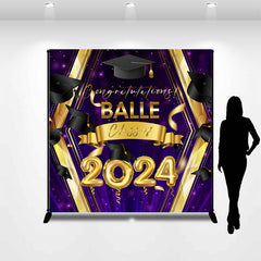 Lofaris Custom Gold Purple Congratulation 2024 Grad Backdrop
