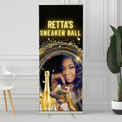 Lofaris Custom Gold Sneaker Ball Champagne Retractable Banner