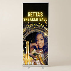 Lofaris Custom Gold Sneaker Ball Champagne Retractable Banner