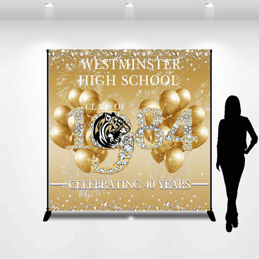 Lofaris Custom Golden Balloon Diamond Class Reunion Backdrop