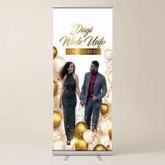 Lofaris Custom Golden Balloons Retractable Wedding Banners