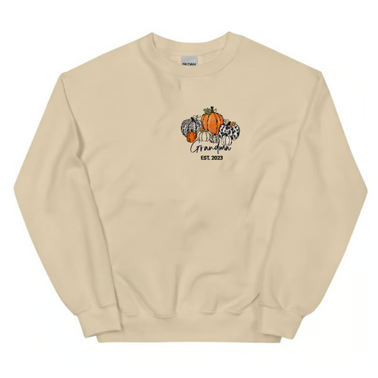 Lofaris Custom Grandma Est Colorful Pumpkins Sweatshirt