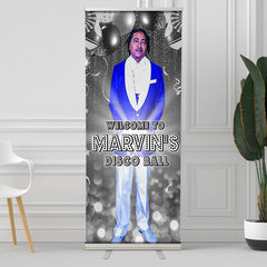 Lofaris Custom Gray Balloons Bokeh Party Retractable Banner