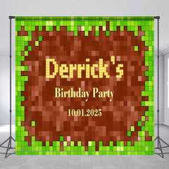 Lofaris Custom Green Brown Mosaic Game Birthday Backdrop