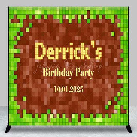 Lofaris Custom Green Brown Mosaic Game Birthday Backdrop
